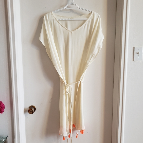 Institut Esthederm Paris Beach Wrap Cream Coral Toggles Boho Hippie 100%Viscose - Picture 1 of 12